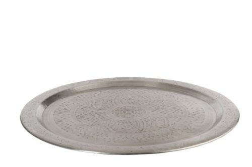 Vassoio Orientale Rotondo Alluminio Grigio