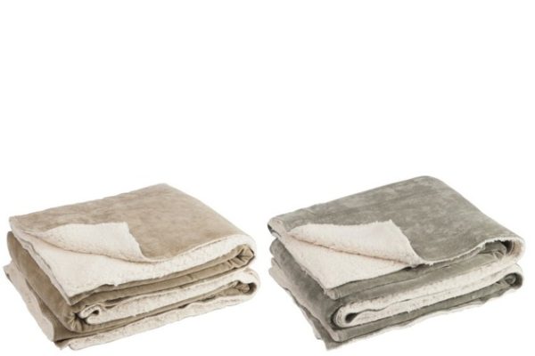 Plaid Sherpa Cotone Verde/Beige Assortimento Di 2 | Jolipa - immagine 2