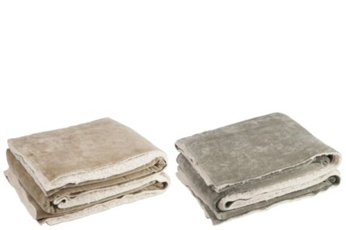 Plaid Sherpa Cotone Verde/Beige Assortimento Di 2 | Jolipa