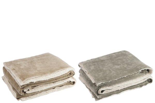 Plaid Sherpa Cotone Verde/Beige Assortimento Di 2 | Jolipa