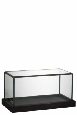 Campana Rettangolare Largo Metallo/Legno/Vetro Trasparente/Nero | Jolipa