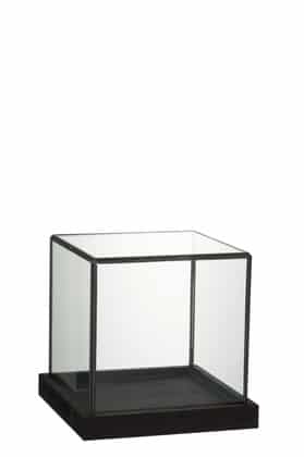 Campana Quadrata Metallo/Legno/Vetro Trasparante/Nero | Jolipa