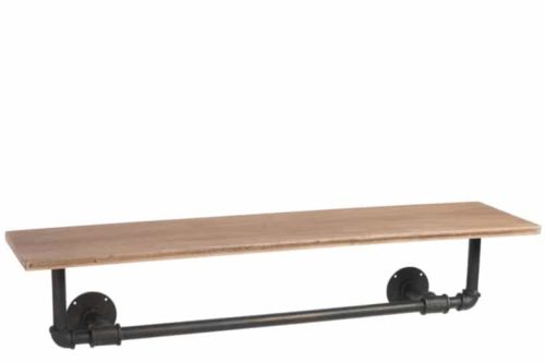 Attaccapanni Appendere Tubo Metallo/Legno Nero/Naturale (77783)