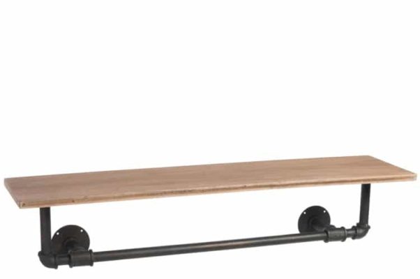 Attaccapanni Appendere Tubo Metallo/Legno Nero/Naturale (77783)