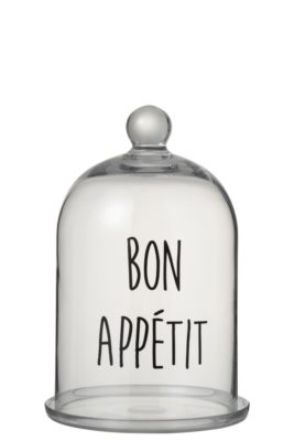 Campana Bon Appetit Rotondo Vetro Trasparente/Nero | Jolipa