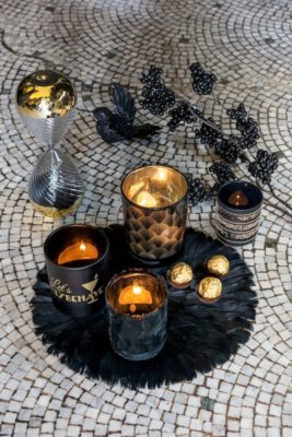Porta T-Light Gatsby Vetro Opaco Nero/Oro Assortimento Di 2 | Jolipa - immagine 3