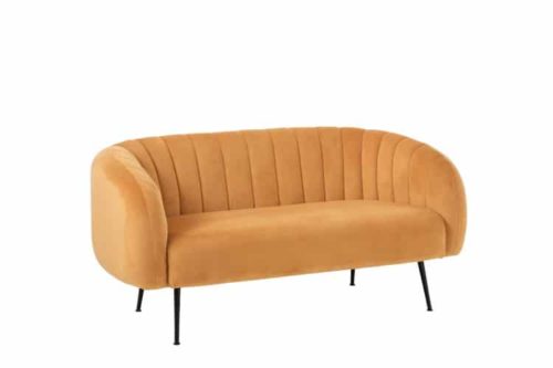 Poltrona Righe Vintage 2 Persone Velluto Betulla Ocra