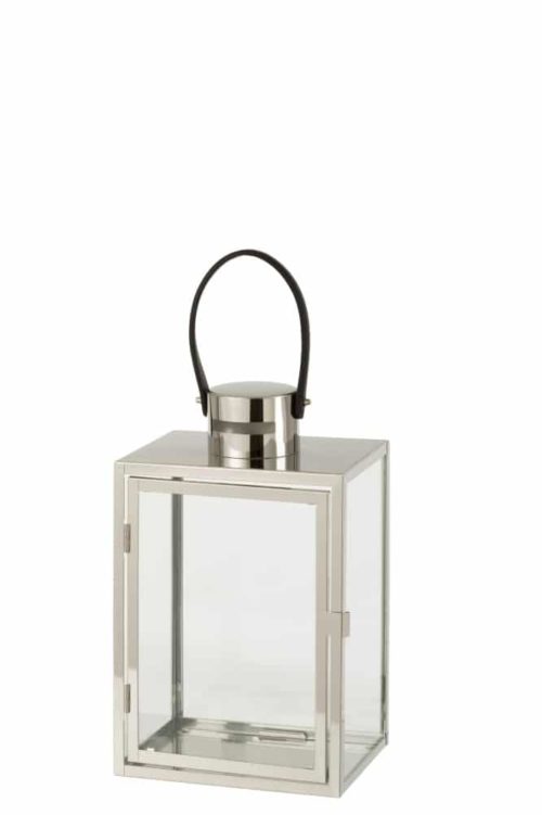 Lanterna Rettangolare Metallo/Vetro Argento | Jolipa