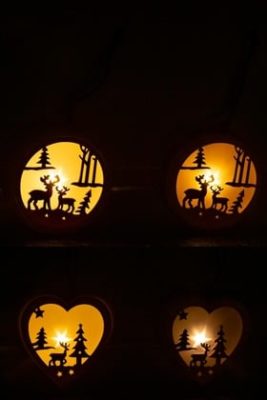 Deco Appendere Inverno Cuore + Cerchio Led Legno Bianco Assortimento Di 4 | Jolipa - immagine 3