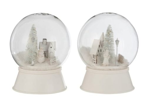 Palla Di Neve Led Inverno Vetro Bianco Assortimento Di 2 | Jolipa