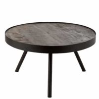 Tavolino Fien Lungo Legno Di Mango Ferro Marrone Scuro Nero | Jolipa