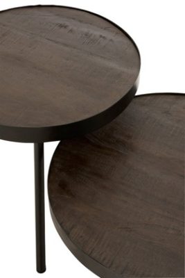 Tavolino Fien Lungo Legno Di Mango Ferro Marrone Scuro Nero | Jolipa - immagine 5