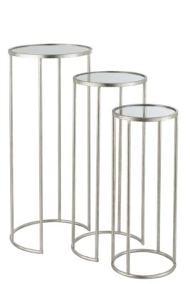 Set 3 Tavolini Leo Specchio Ferro Argento