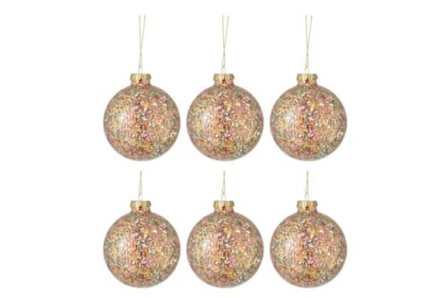Scatola 6 Palline Di Natale Confetti Vetro Mix Medium | Jolipa