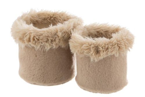 Set 2 Portavasi Peluche Beige