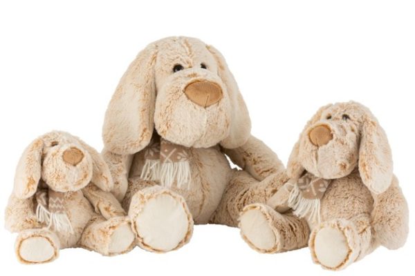 Cane + Sciarpa Peluche Beige Large | Jolipa - immagine 2