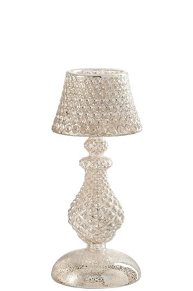 Porta T-Light Lampada Vetro Argento Small | Jolipa