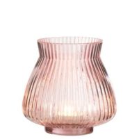 Vaso Strie Rotondo Vetro Rosa Small | Jolipa - immagine 2