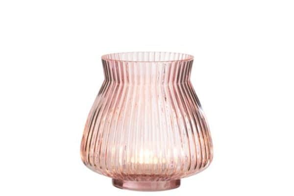 Vaso Strie Rotondo Vetro Rosa Small | Jolipa - immagine 2