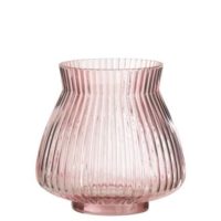 Vaso Strie Rotondo Vetro Rosa Small | Jolipa