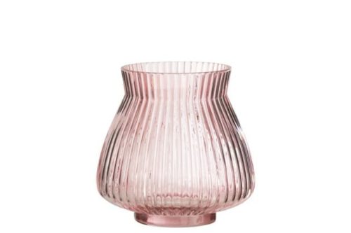 Vaso Strie Rotondo Vetro Rosa Small | Jolipa