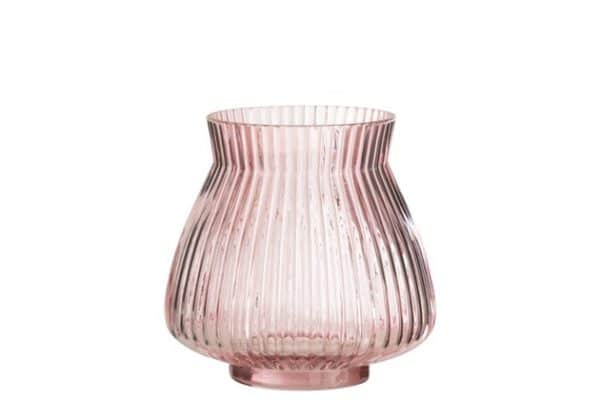 Vaso Strie Rotondo Vetro Rosa Small | Jolipa