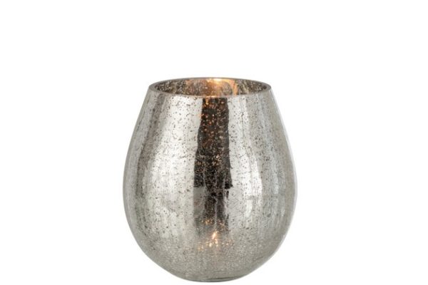 Portacandele Uovo Screpolato Vetro Argento Medium | Jolipa - immagine 2
