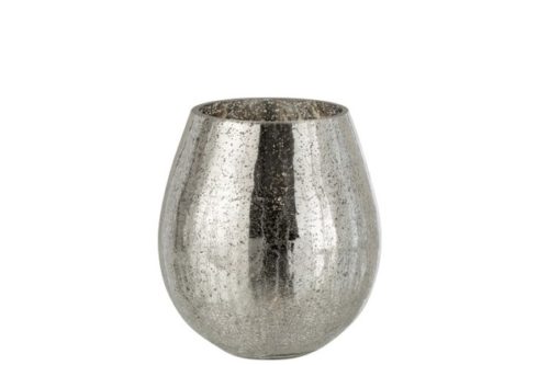Portacandele Uovo Screpolato Vetro Argento Medium | Jolipa