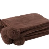 Plaid Pompon Poliestere Marrone | Jolipa