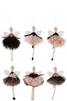 Angelo Appendere Tessuto Nero/Rosa Assortimento Di 6 | Jolipa