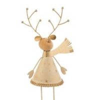 Renna Natale Metallo Beige/Oro Large | Jolipa
