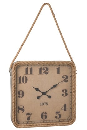 Orologio Quadrato Corda Metallo Naturale Large | Jolipa