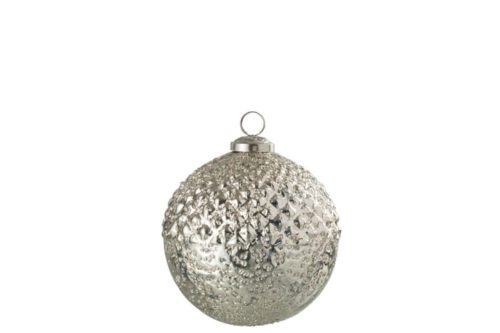 Palla Di Natale Rilievo Vetro Argento Small | Jolipa
