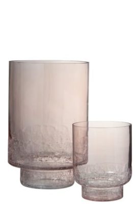 Vaso + Piede Rotondo Screpolato Fondo Vetro Rosa Large | Jolipa - immagine 2
