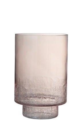 Vaso + Piede Rotondo Screpolato Fondo Vetro Rosa Large | Jolipa