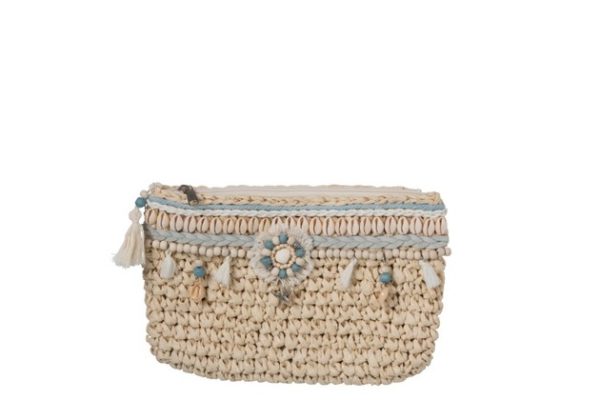 Clutch Perle Nappe Blu/Ecru | Jolipa