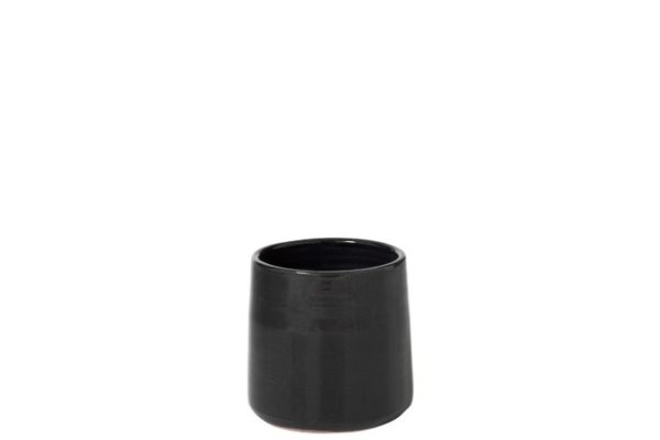 Portavasi Rotondo Ceramica Nero Small | Jolipa