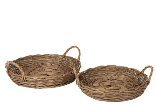 Set 2 Vassoi Rotondi Salice Naturale | Jolipa