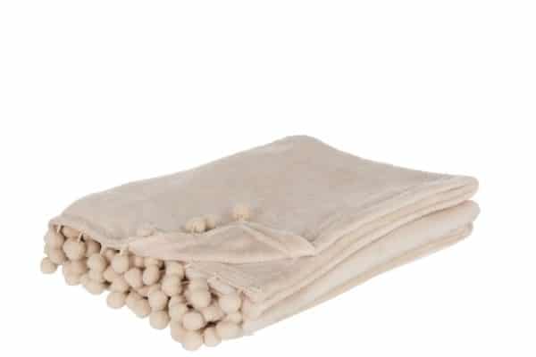 Plaid Mini Ponpon Velluto Beige | Jolipa - immagine 2