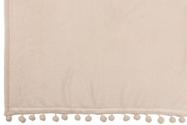 Plaid Mini Ponpon Velluto Beige | Jolipa - immagine 3