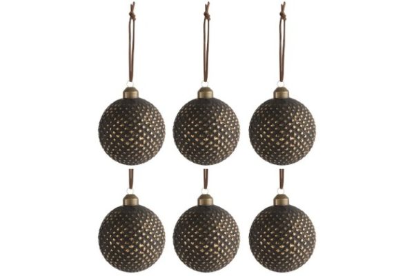 Palla Di Natale Quadretti Vetro Marrone/Oro Small | Jolipa
