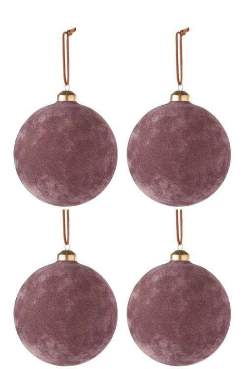 Palle Di Natale Velluto Vetro Rosa Medium | Jolipa