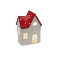 CASETTA CERAMICA C/LED CM12X8X16 GRIGIO/ROSSO-BRUCO