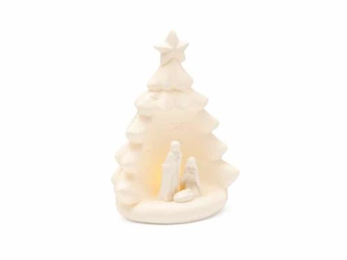 NATIVITA’ ABETE CERAMICA PURE C/LED D14 H21 BIANCO-BRUCO