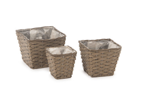 SET 3PZ CESTI QUADRI MAX D25 H19 SINTETIC WILLOW MARRONE-BRUCO