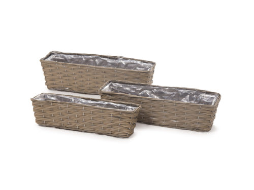 SET 3PZ CESTI RETTANGOLARIMAX CM 62X21X18 SINTETIC WILLOW MARRONE-BRUCO