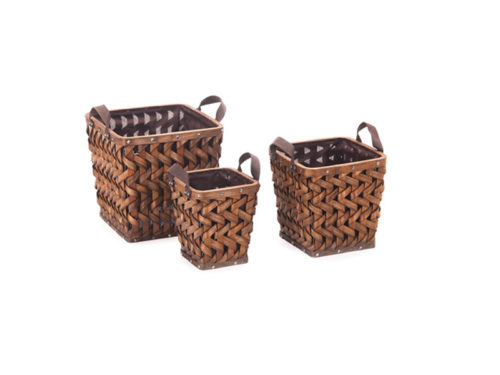 SET 3PZ CESTI WEAVING QUADRATI C/JUTA E MANICI CM37X36-31X29-24X26 M-BRUCO