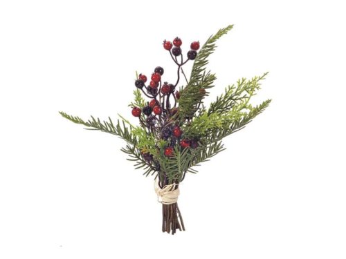 BUNDLE CIPRESSO PINO E BACCHE CM30 VERDE/ROSSO-BRUCO