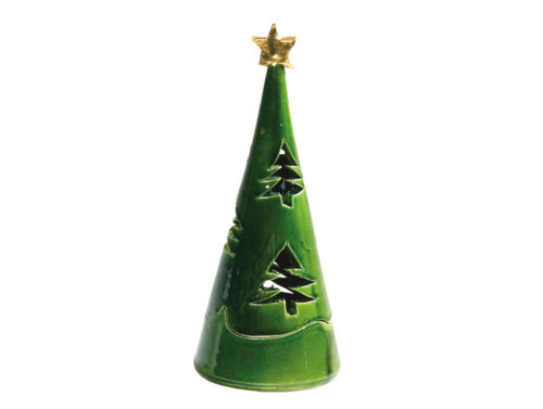 Abete porta candela piccolo verde/oro | Virginia Casa