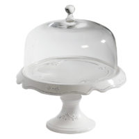 Alzata Grande con Campana in vetro, bianco | Virginia Casa